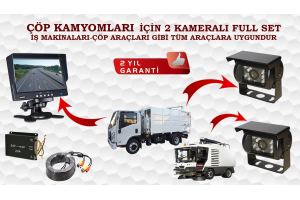 ÇÖP KAMYONU VE İŞ MAKİNALARI İÇİN 2 KAMERALI FULL SET 